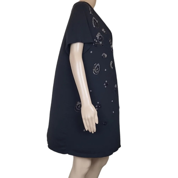 Caslon for Encore Beaded Black Short Sleeve Top 2X - Picture 3 of 8
